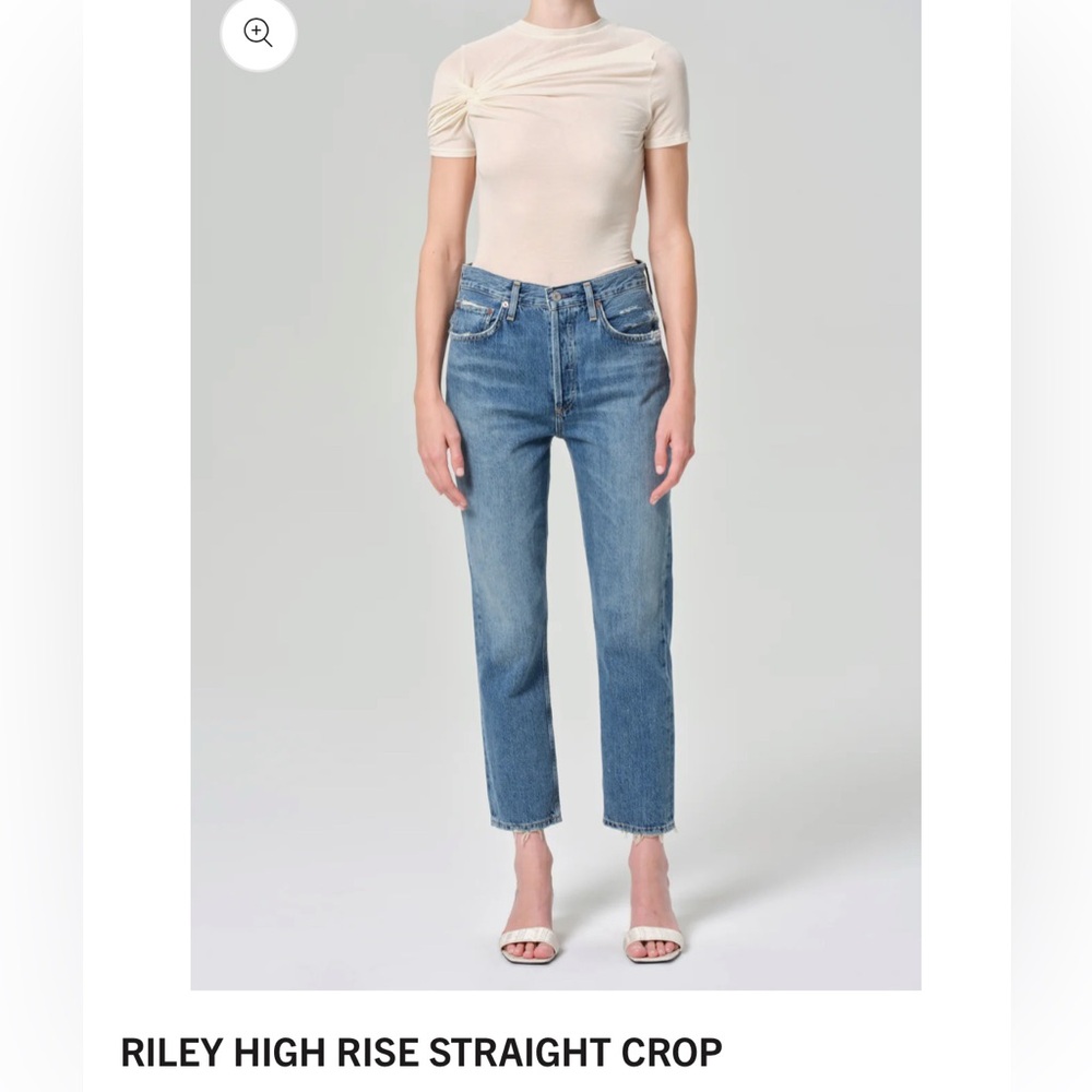 Agolde High Rise Straight Crop Jeans - Blue